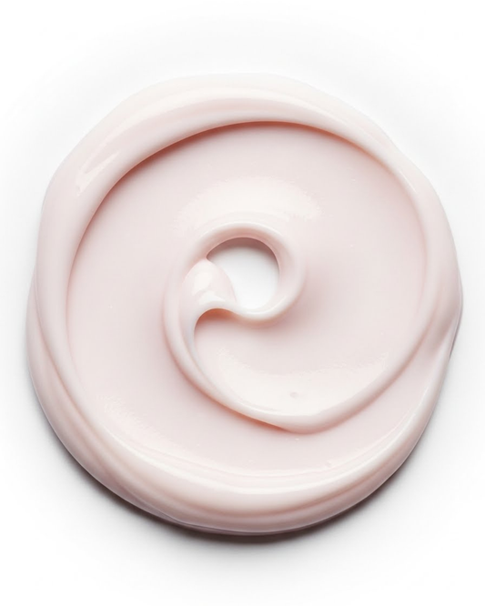 Pink cream swirl on a white background