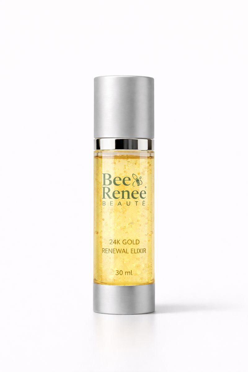 Bee Renee Beaute 24K Gold Renewal Elixir bottle on a white background