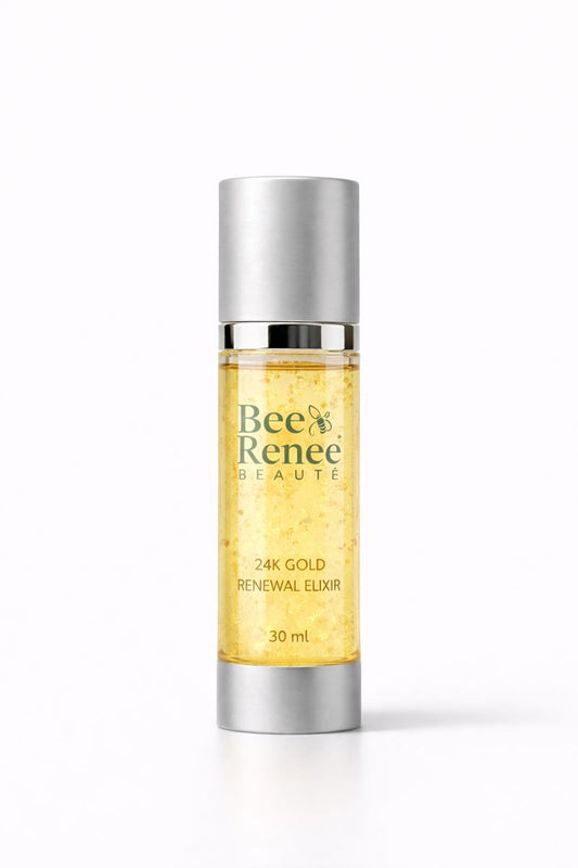 Bee Renee Beaute 24K Gold Renewal Elixir bottle on a white background