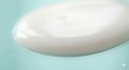 Close-up of a pearl on a light blue background
